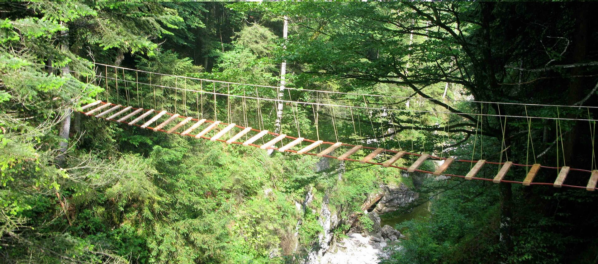 Teambuilding - Brückenbau über einer Klamm